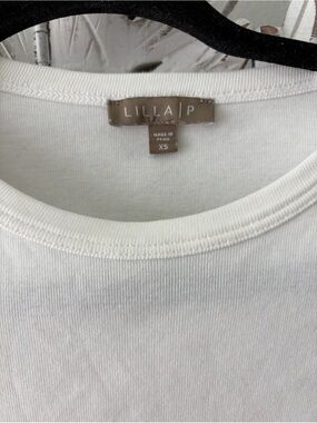 LILLA P White Ribbed Crew Neck 3/4 sleeve Tee